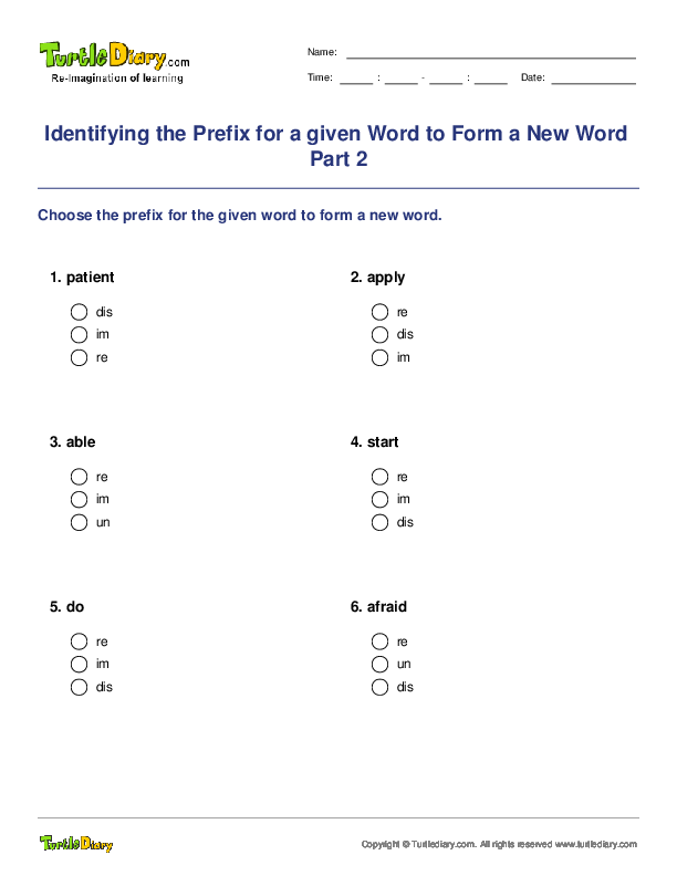 Identifying the Prefix for a given Word to Form a New Word Part 2