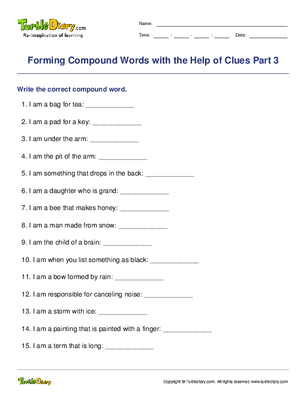 Forming Compound Words with the Help of Clues Part 3