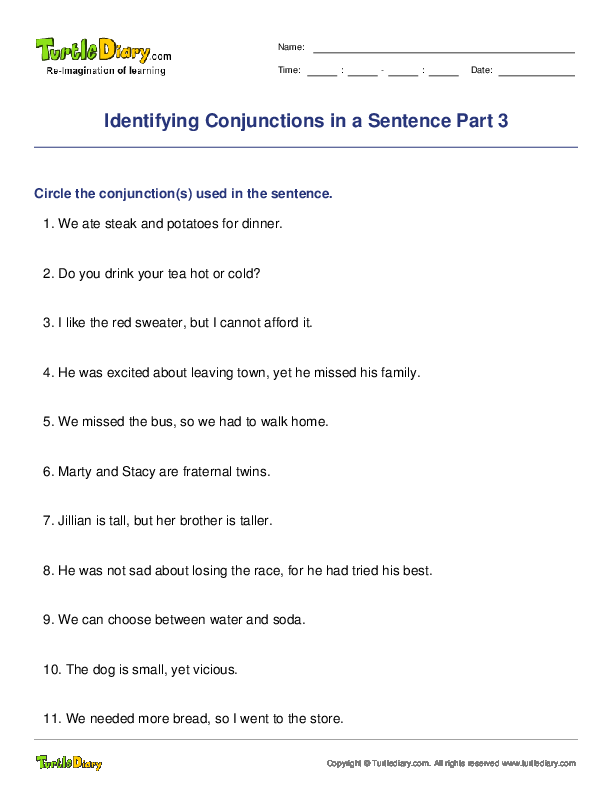 Identifying Conjunctions in a Sentence Part 3