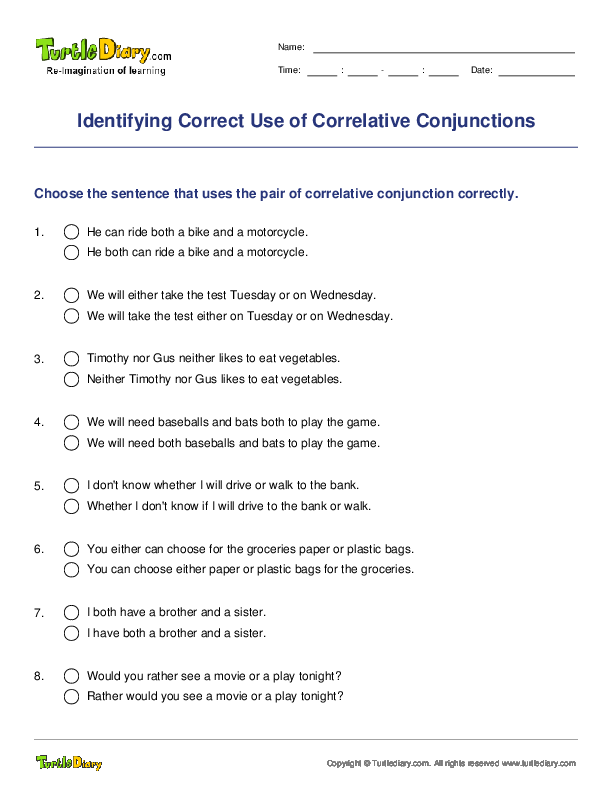Identifying Correct Use of Correlative Conjunctions