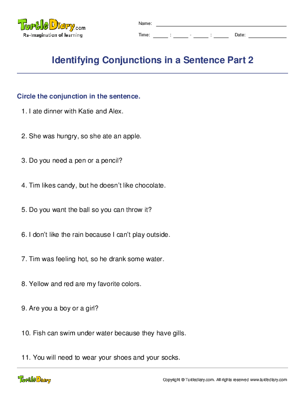 Identifying Conjunctions in a Sentence Part 2