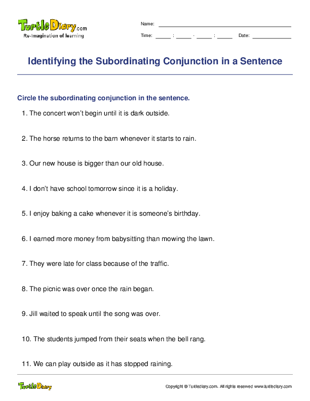 Identifying the Subordinating Conjunction in a Sentence