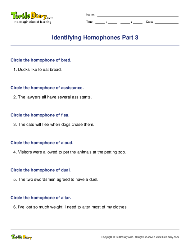 Identifying Homophones Part 3