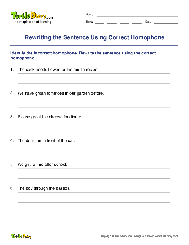 Rewriting the Sentence Using Correct Homophone