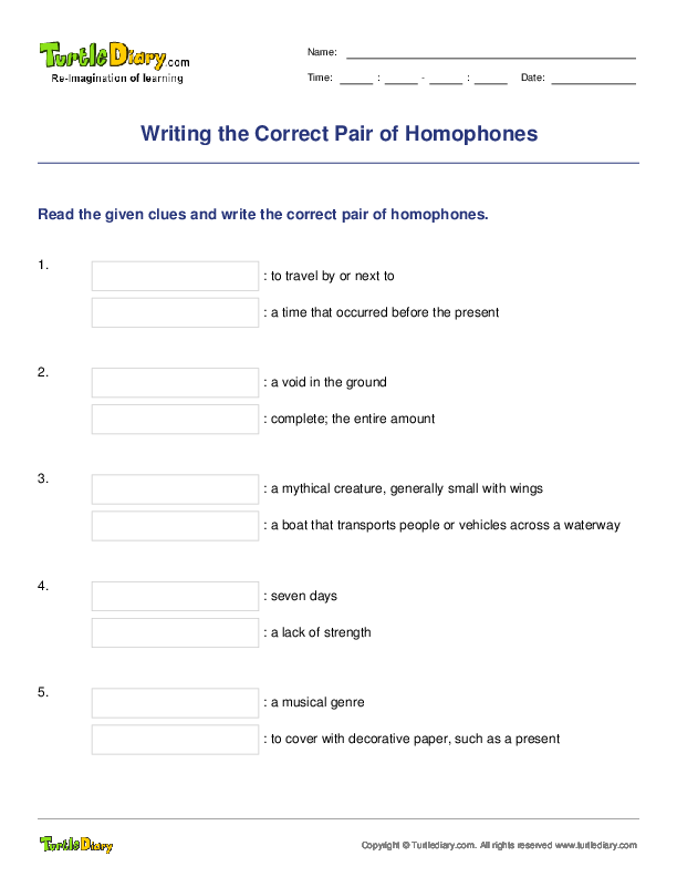 Writing the Correct Pair of Homophones