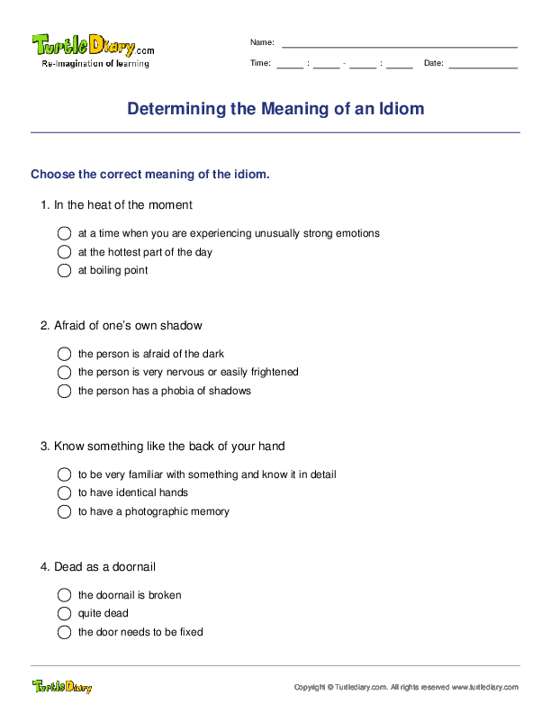 Determining the Meaning of an Idiom