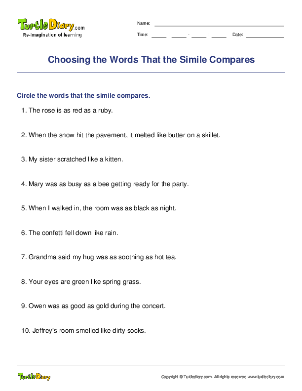 Choosing the Words That the Simile Compares