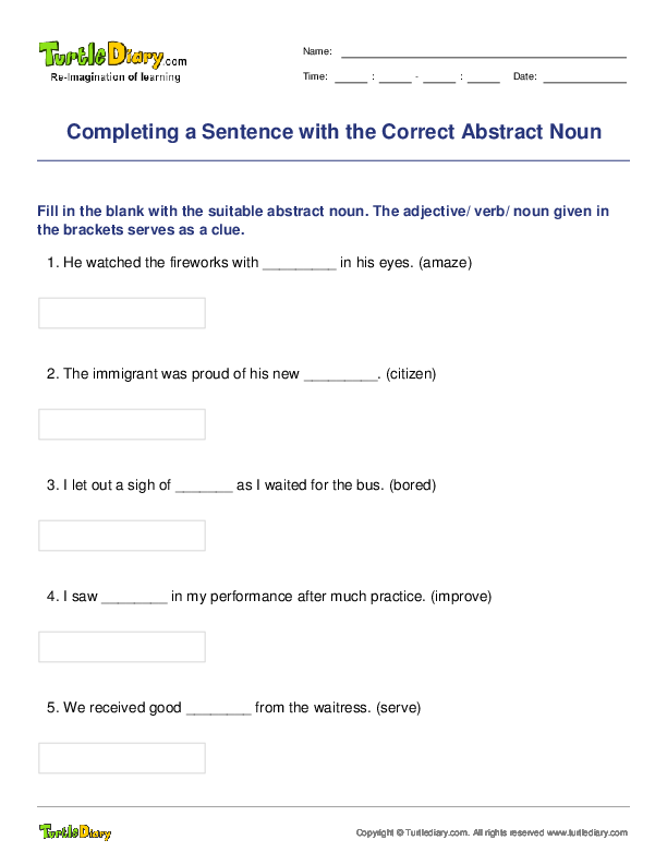 Completing a Sentence with the Correct Abstract Noun