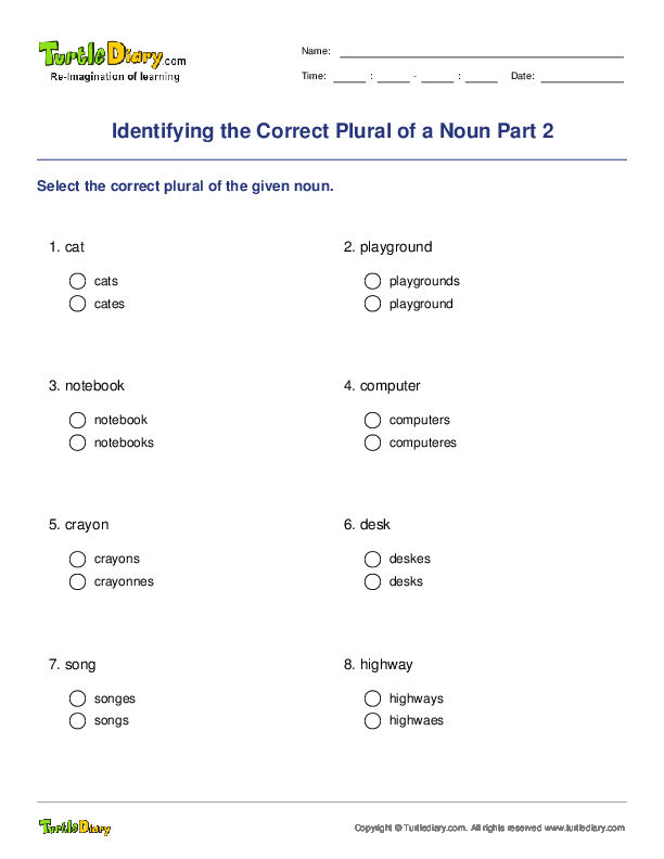 Identifying the Correct Plural of a Noun Part 2