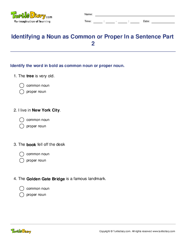 Identifying a Noun as Common or Proper In a Sentence Part 2