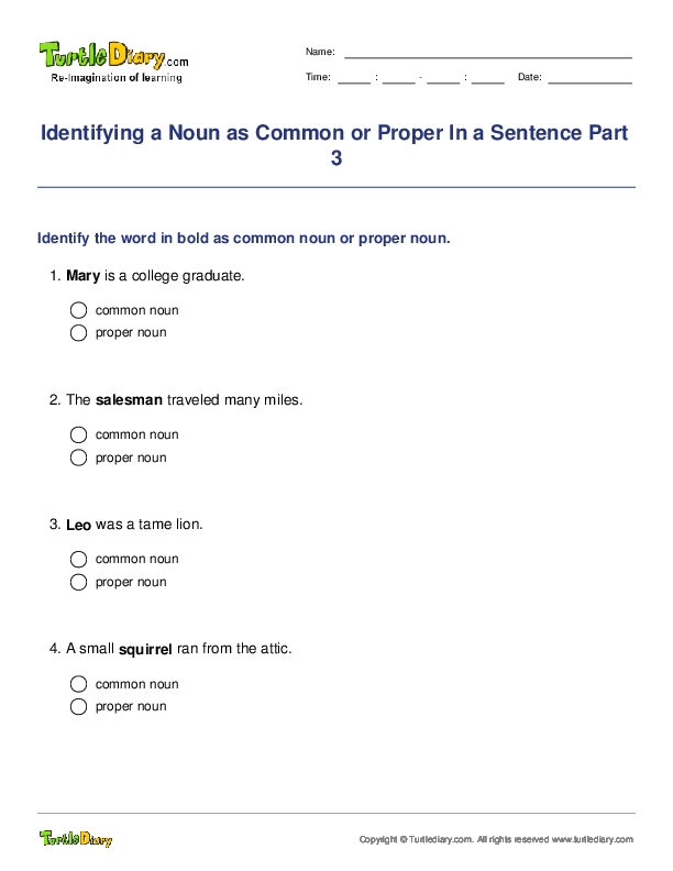 Identifying a Noun as Common or Proper In a Sentence Part 3
