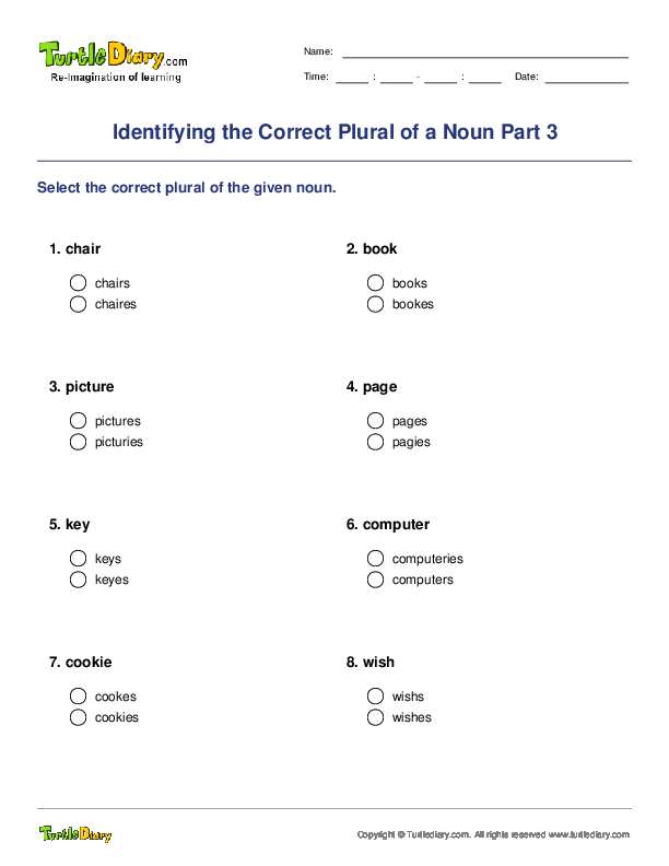 Identifying the Correct Plural of a Noun Part 3