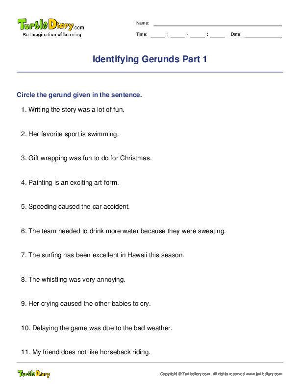 Identifying Gerunds Part 1