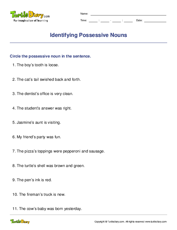 Identifying Possessive Nouns