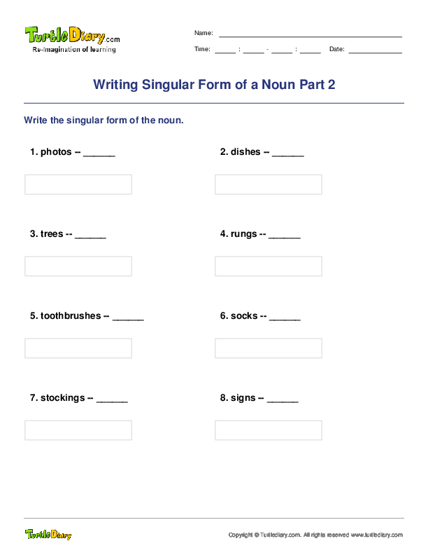Writing Singular Form of a Noun Part 2