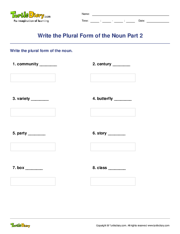 Write the Plural Form of the Noun Part 2