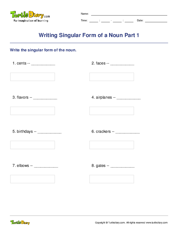 Writing Singular Form of a Noun Part 1