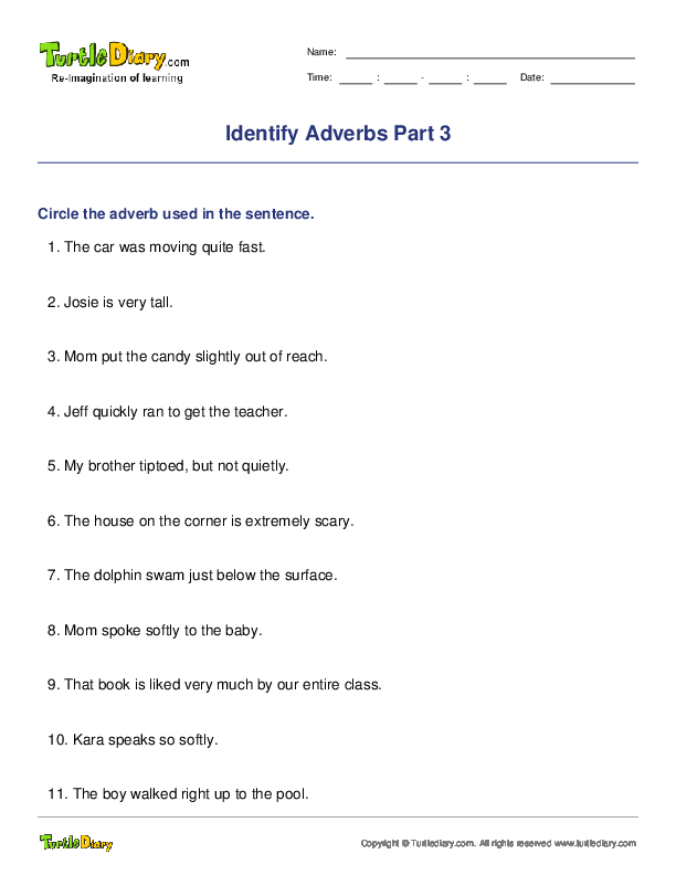 Identify Adverbs Part 3