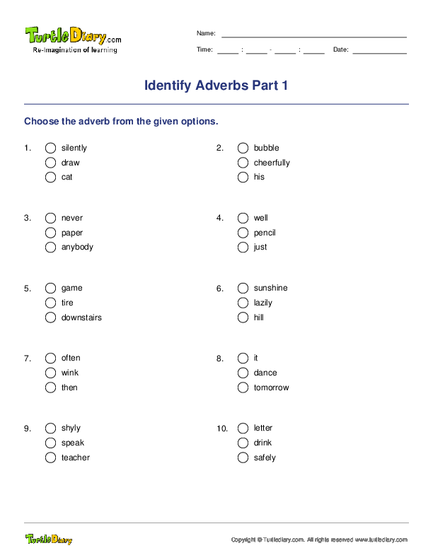 Identify Adverbs Part 1