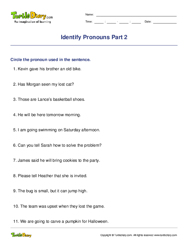Identify Pronouns Part 2