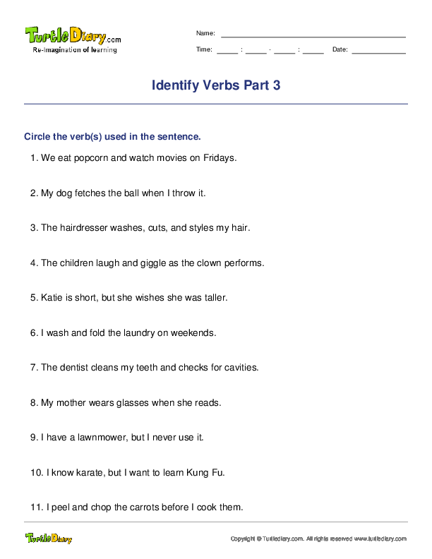 Identify Verbs Part 3