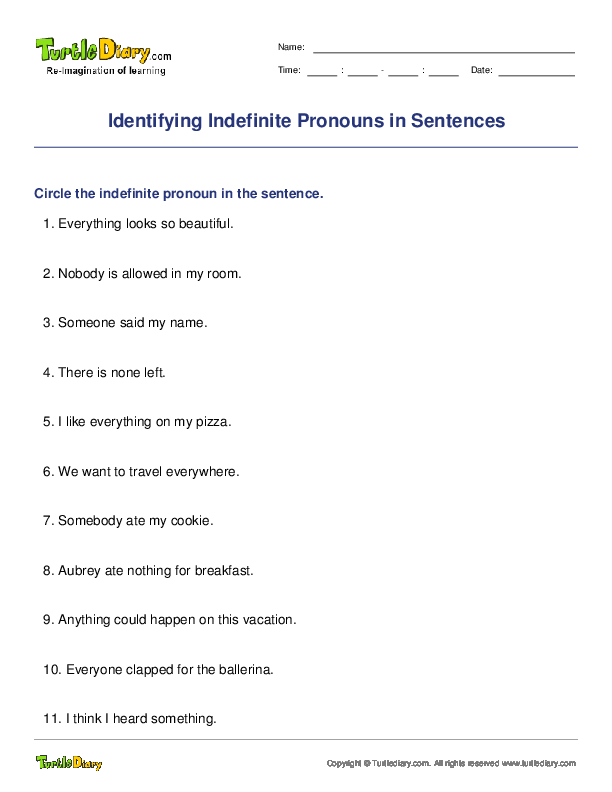 Identifying Indefinite Pronouns in Sentences