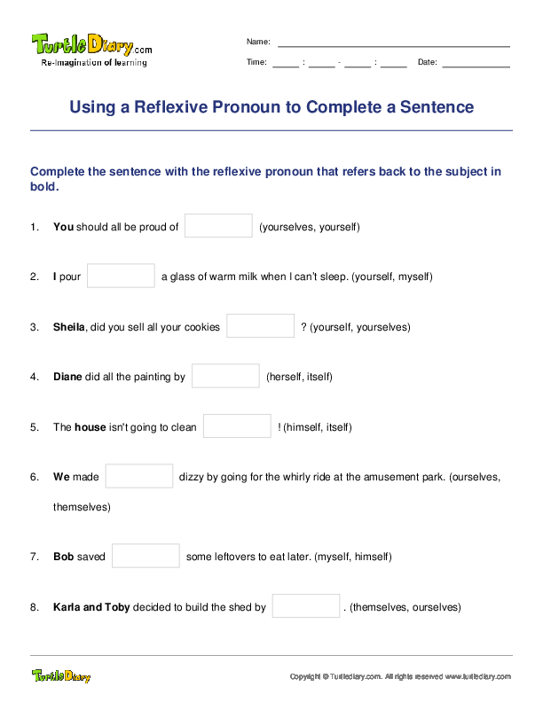 Using a Reflexive Pronoun to Complete a Sentence