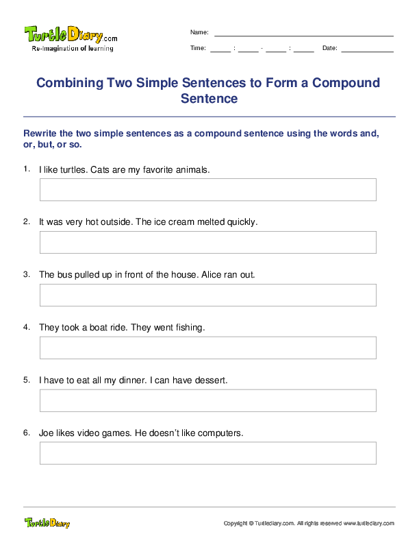 Combining Two Simple Sentences to Form a Compound Sentence