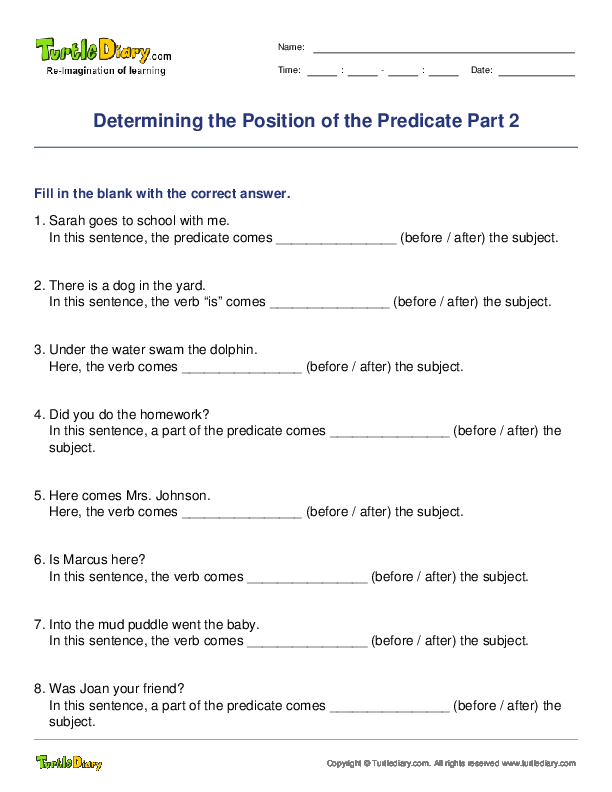 Determining the Position of the Predicate Part 2
