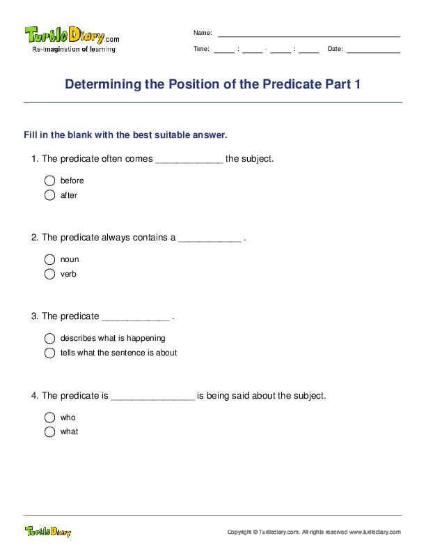 Determining the Position of the Predicate Part 1