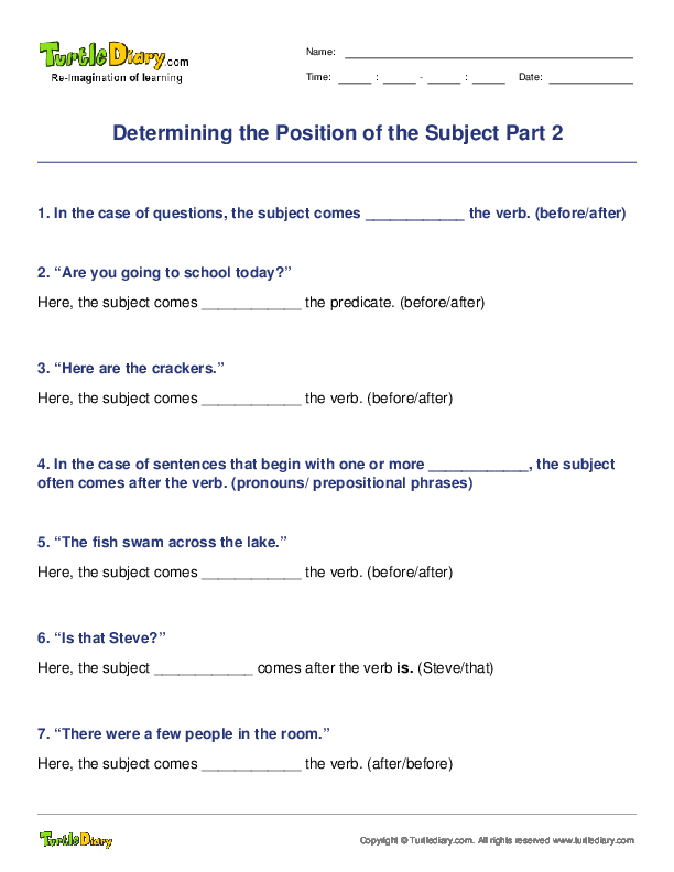 Determining the Position of the Subject Part 2