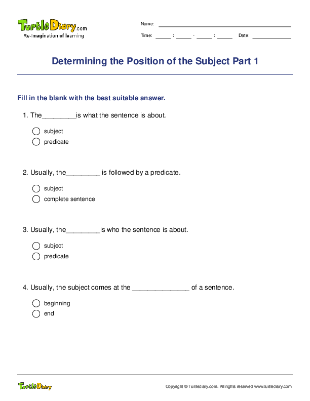 Determining the Position of the Subject Part 1