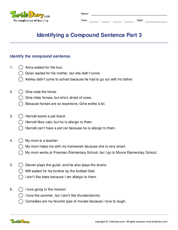 Identifying a Compound Sentence Part 3