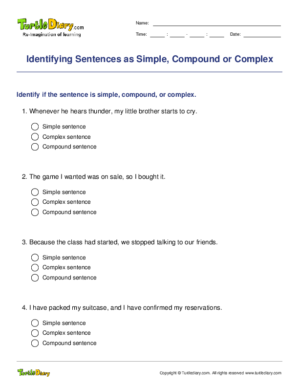Identifying Sentences as Simple, Compound or Complex