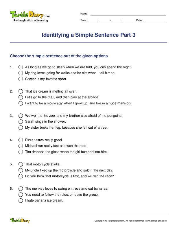 Identifying a Simple Sentence Part 3