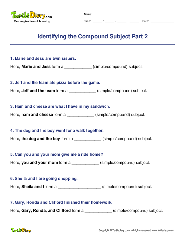 Identifying the Compound Subject Part 2