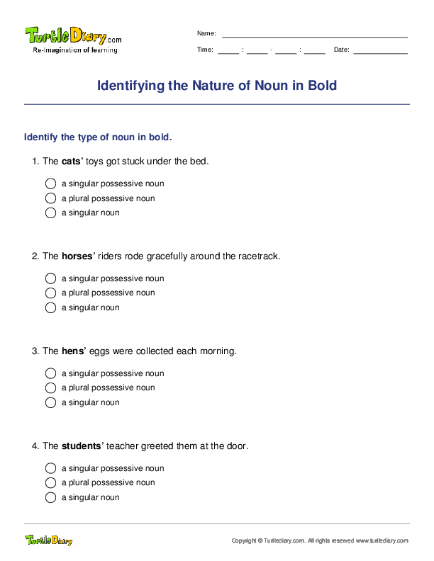 Identifying the Nature of Noun in Bold