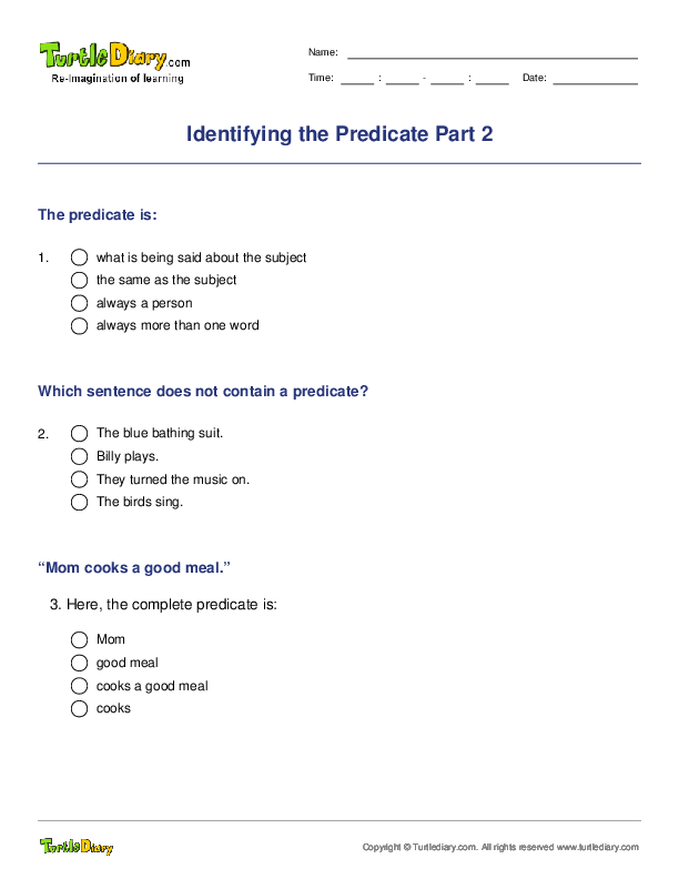 Identifying the Predicate Part 2