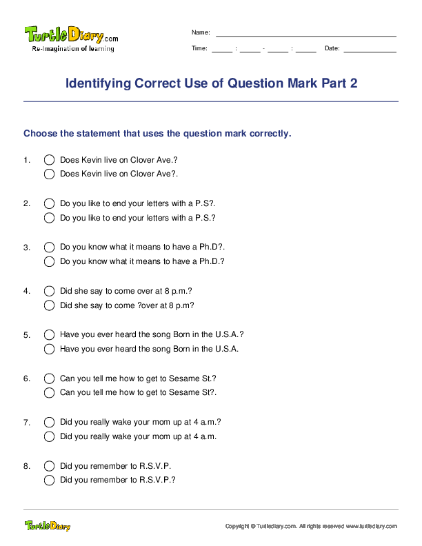 Identifying Correct Use of Question Mark Part 2