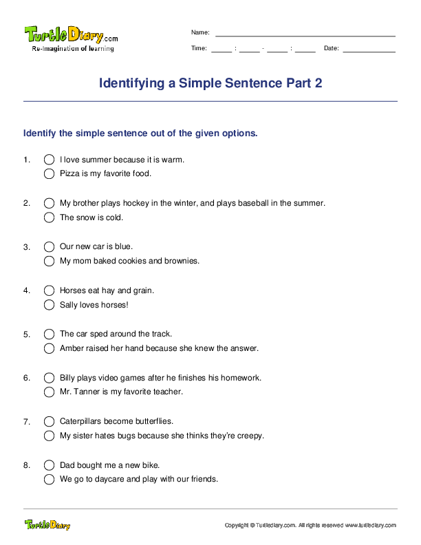 Identifying a Simple Sentence Part 2