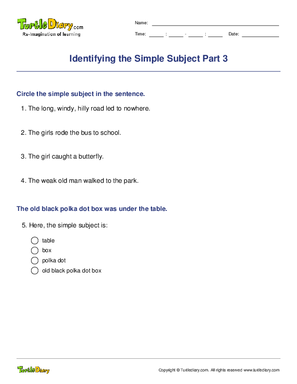 Identifying the Simple Subject Part 3