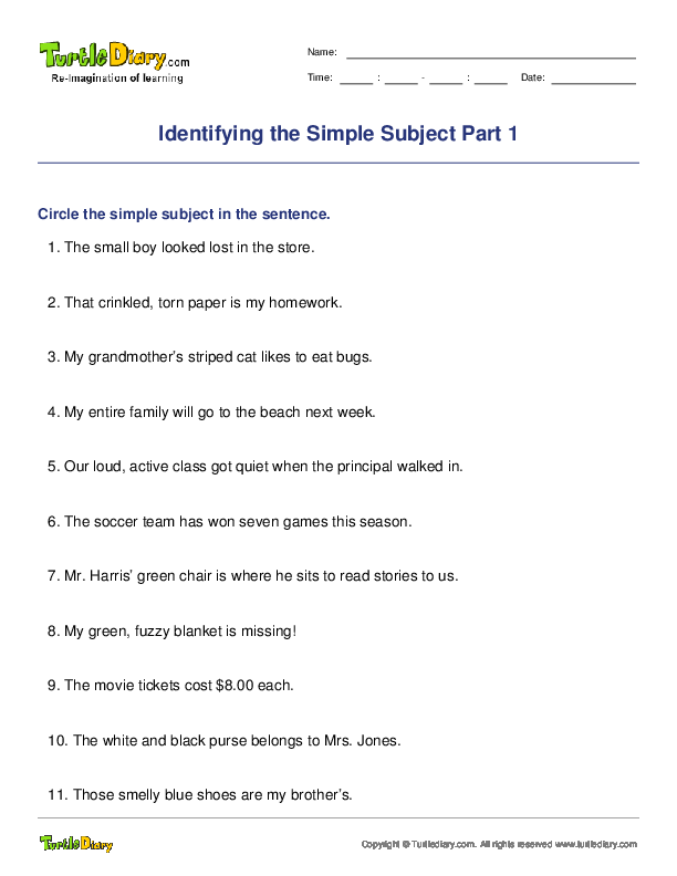 Identifying the Simple Subject Part 1