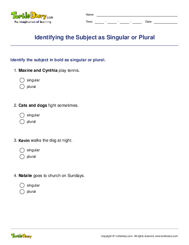 Identifying the Subject as Singular or Plural