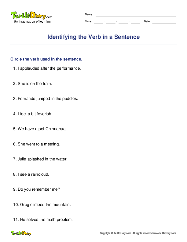 Identifying the Verb in a Sentence