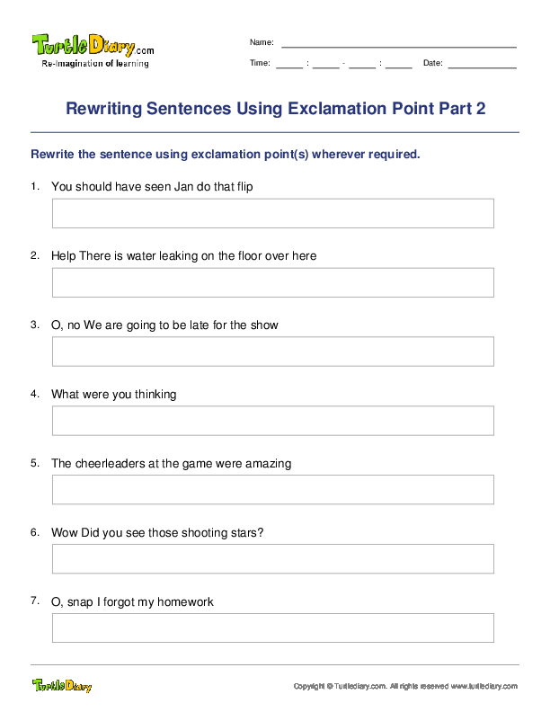 Rewriting Sentences Using Exclamation Point Part 2