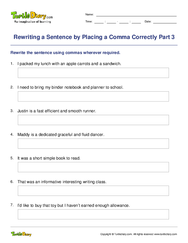 Rewriting a Sentence by Placing a Comma Correctly Part 3