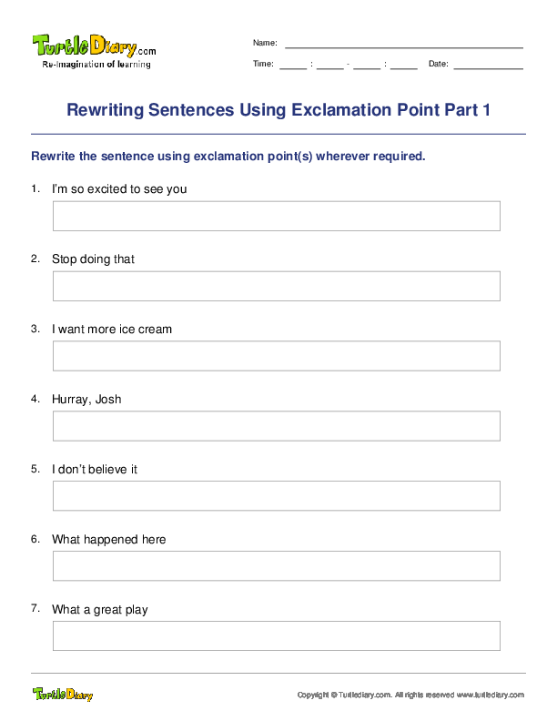 Rewriting Sentences Using Exclamation Point Part 1