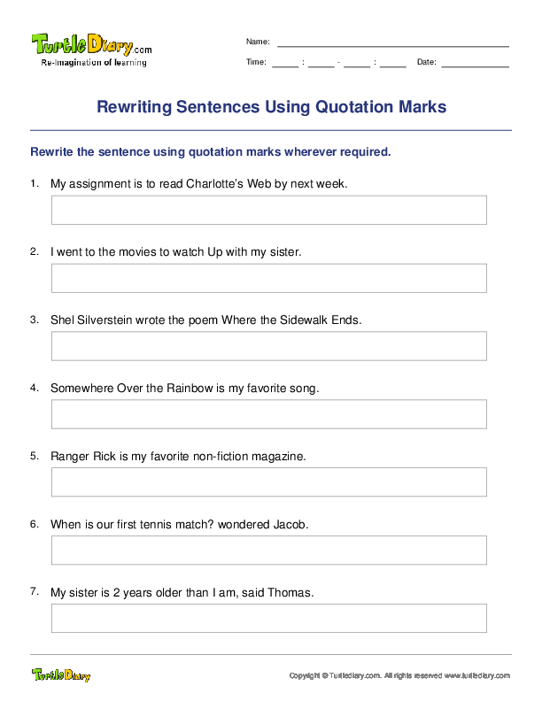 Rewriting Sentences Using Quotation Marks