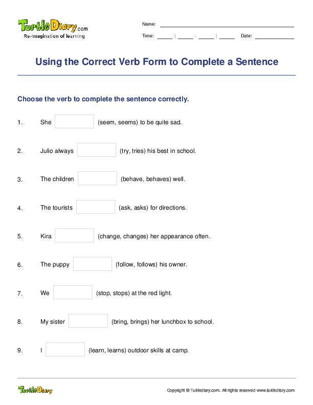 Complete The Sentences With The Correct Verb Form