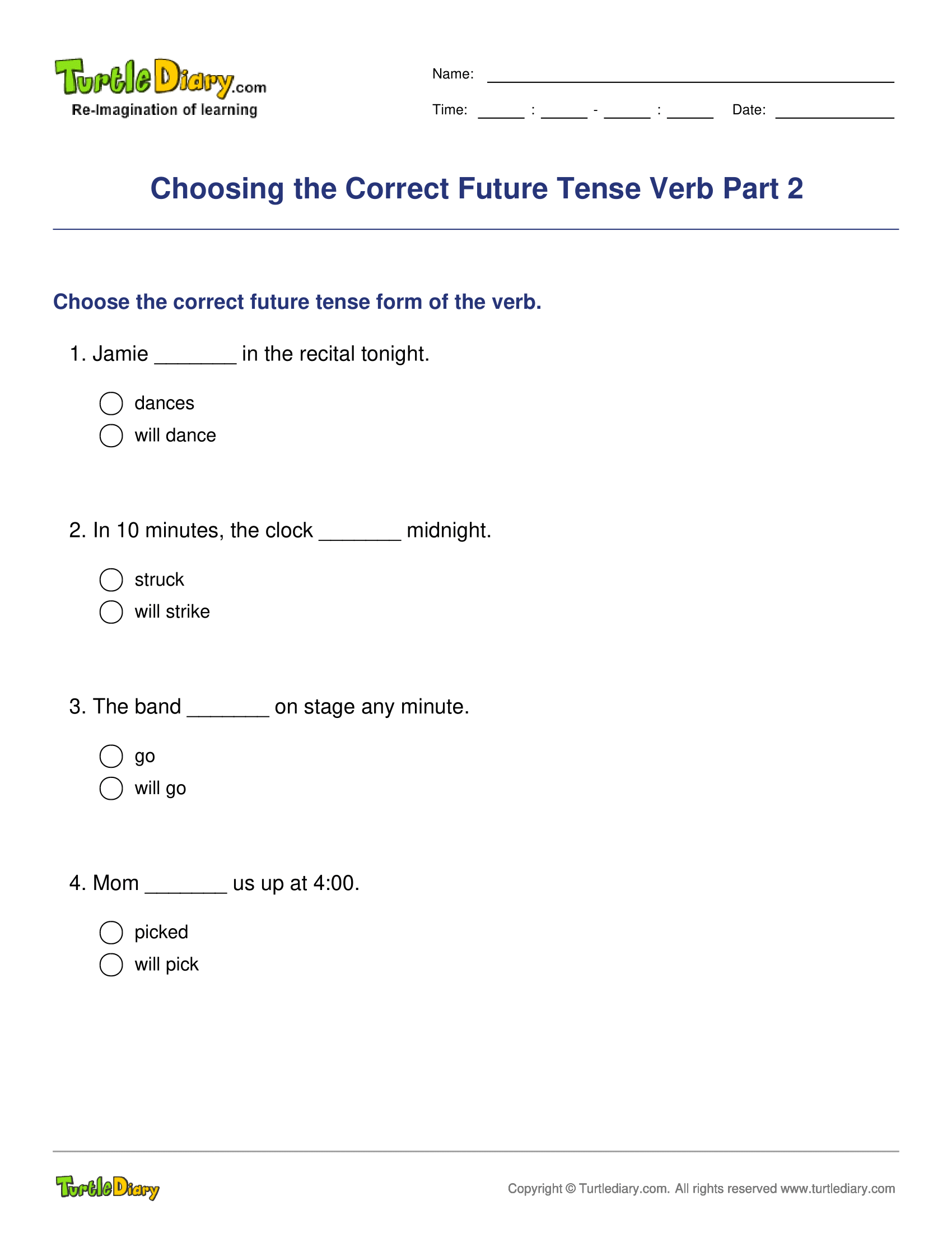 Choosing the Correct Future Tense Verb Part 2